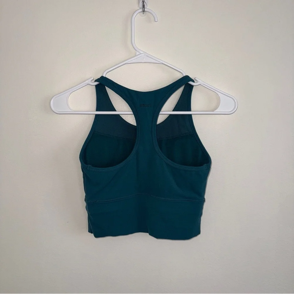 Stori Teal Longline Racerback Sports Bra Tank Top 2 - XS